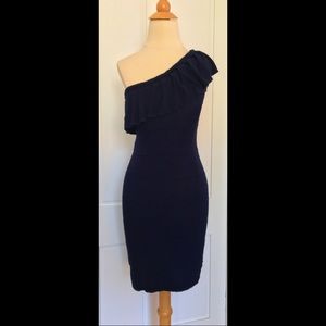 Navy one shoulder dress